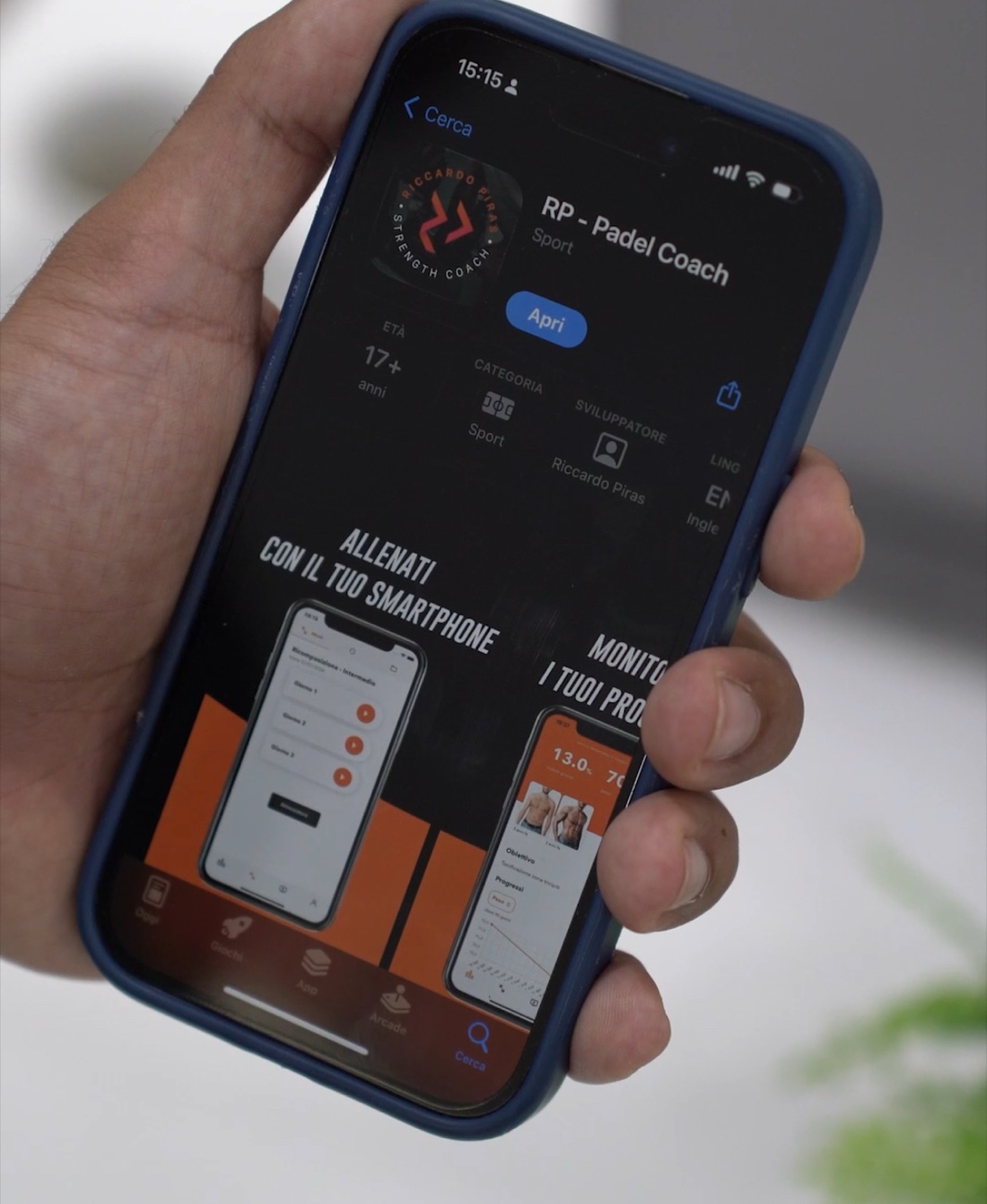 App RP Padel Coach sul telefono