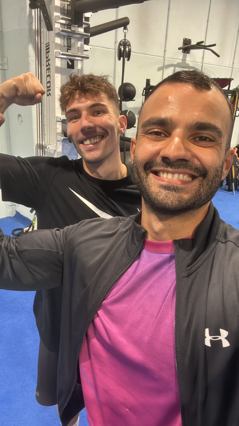 Con un atleta dopo l'allenamento